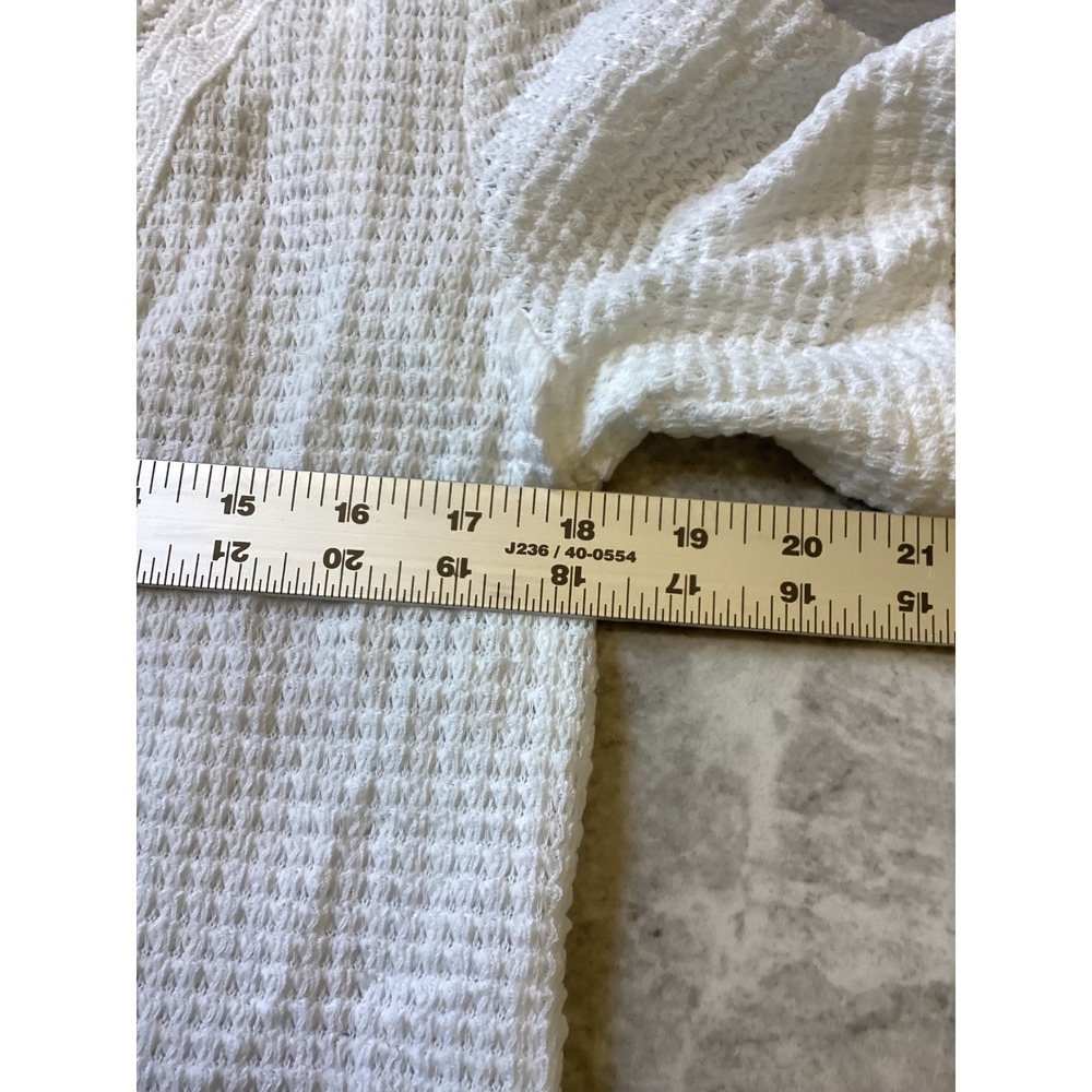 Cupshe Womens White Waffle Knit Crochet Lace V-Neck Short Sleeve Top Small NEW - Picture 5 of 7